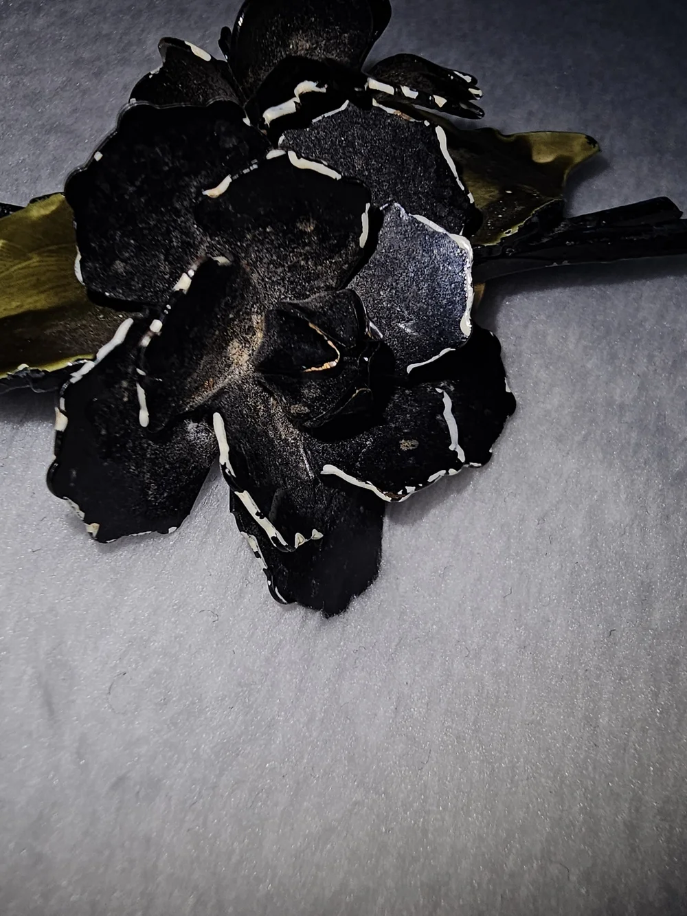 Coro Black and Olive Floral Brooch